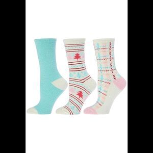 Comfort Code Women's 3pack Holiday Microterry Double Layer Socks Green